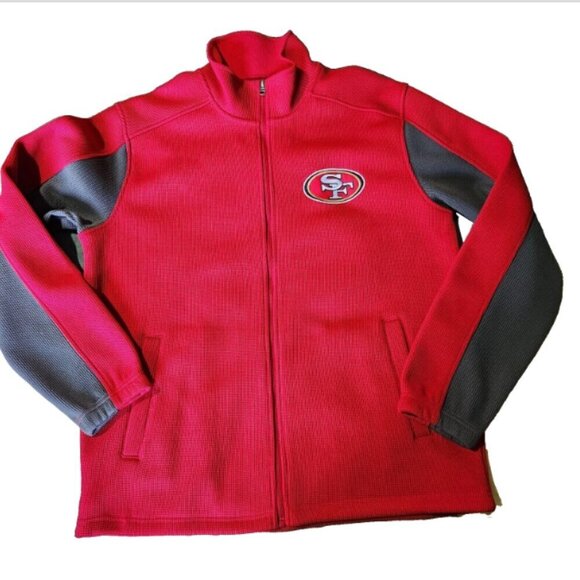 San Fransisco 49ers Coat Sweater Jacket Men's Size LG Full Zip Up with Pockets - Picture 4 of 15
